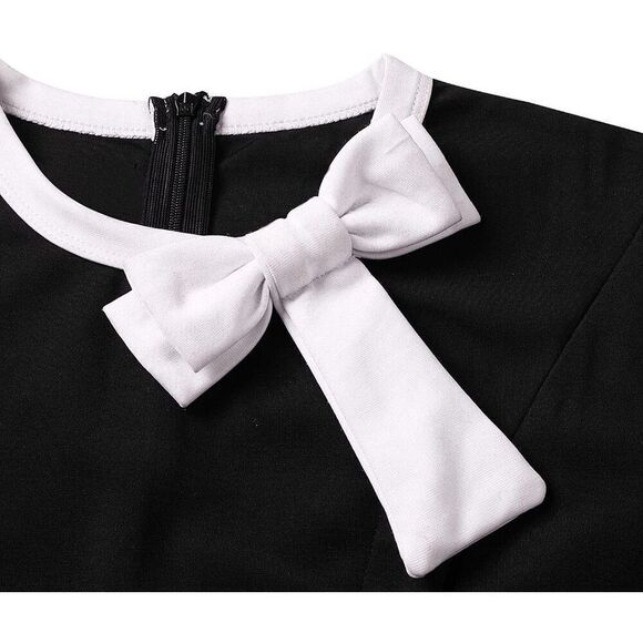 NWT Retro Vintage Pinup 1940s 1950s Classy Elegant Modest Button Bow Dress L - Picture 3 of 13